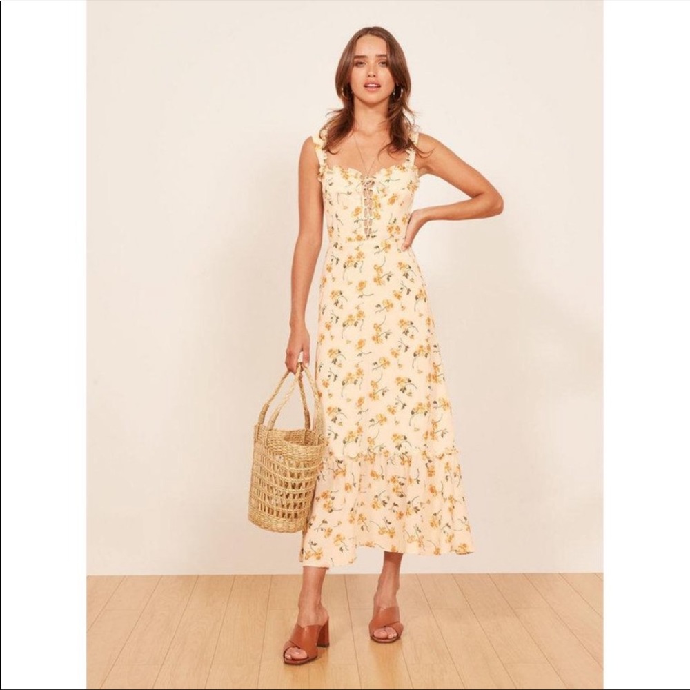 Reformation Naples Dress in Limonada Midi floral